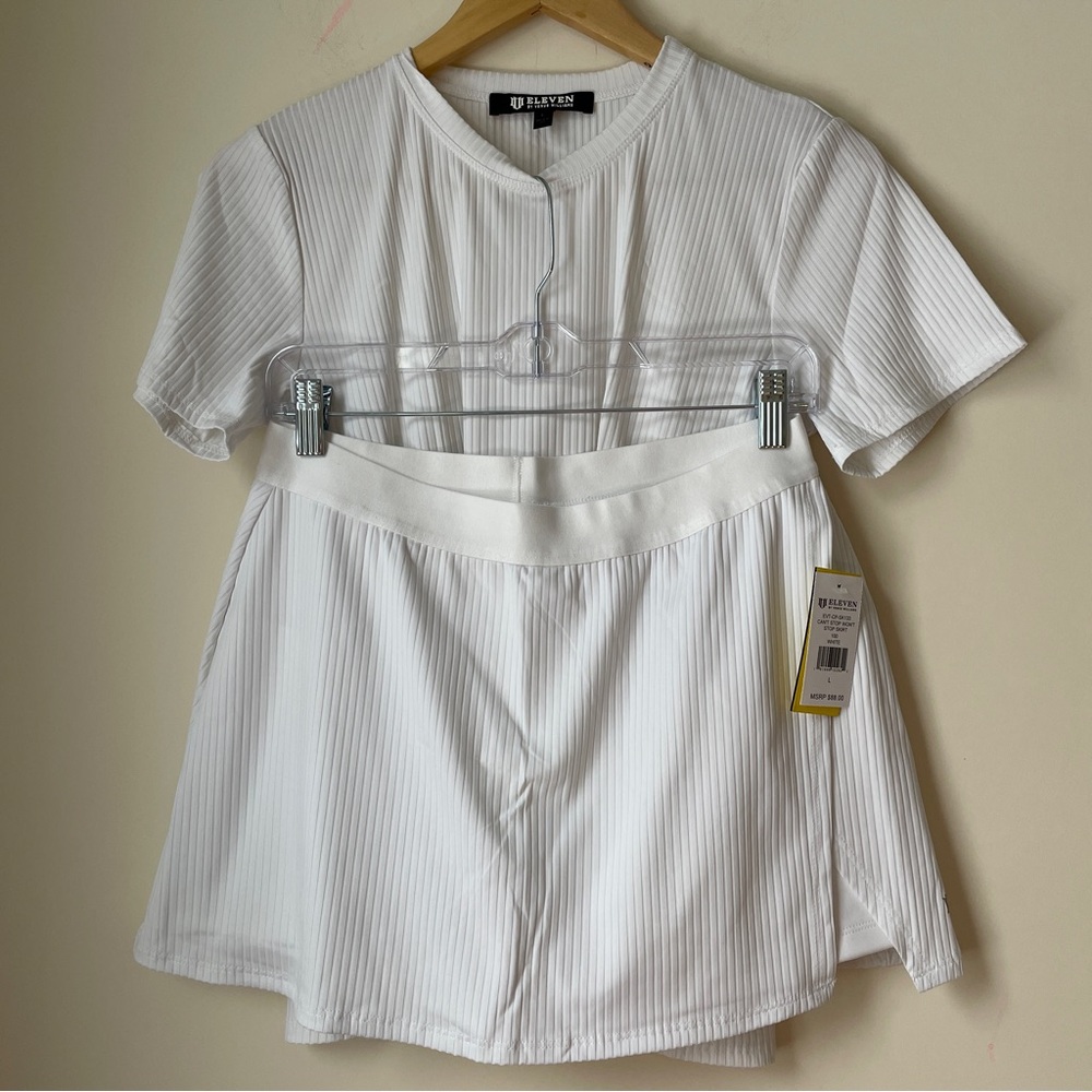Set ELEVEN by Venus Williams shirt & Can't Stop Won't Stop Tennis Skirt white